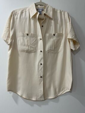 Vintage Anna And Frank Cream Short-Sleeve Button-Down Shirt